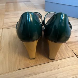 VIA SPIGA wedge heels. Teal and brown.